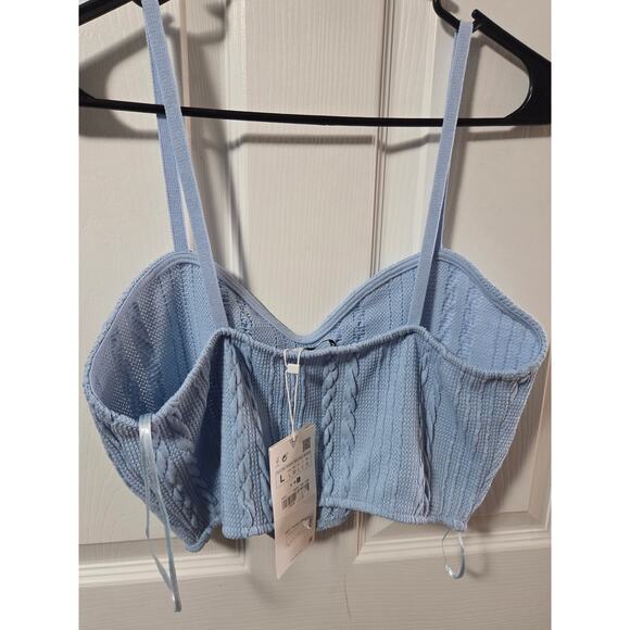 Baby blue zara knitted crop top - Picture 2 of 3